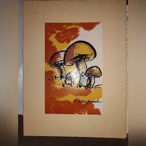 Wild Mushroom Art Decor Painting Ink Illustration E. Allen Hancock Unframed